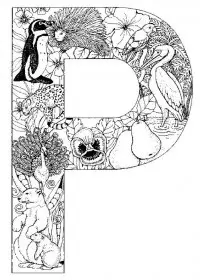 Fisă de colorat cu Alfabetul cu animale de colorat p16