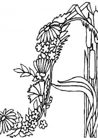 Fisă de colorat cu Alfabetul cu flori de colorat p01