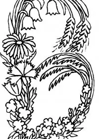 Fisă de colorat cu Alfabetul cu flori de colorat p02