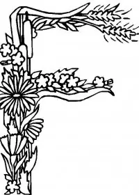 Fisă de colorat cu Alfabetul cu flori de colorat p06