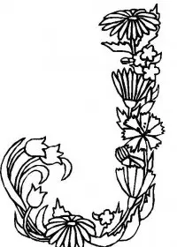 Fisă de colorat cu Alfabetul cu flori de colorat p10