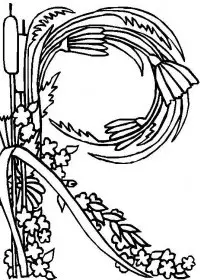 Fisă de colorat cu Alfabetul cu flori de colorat p18