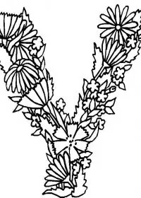 Fisă de colorat cu Alfabetul cu flori de colorat p25