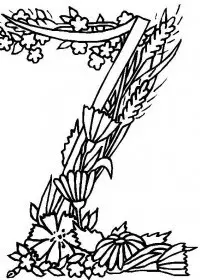 Fisă de colorat cu Alfabetul cu flori de colorat p26