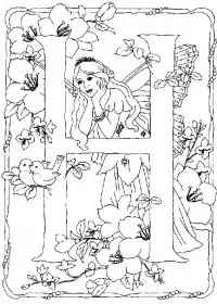 Fisă de colorat cu Alfabetul cu zane de colorat p08