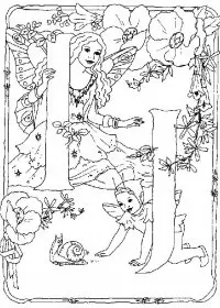 Fisă de colorat cu Alfabetul cu zane de colorat p09