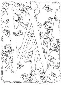 Fisă de colorat cu Alfabetul cu zane de colorat p22