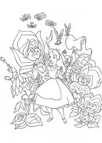 Fisă de colorat cu Alice in tara minunilor de colorat p02