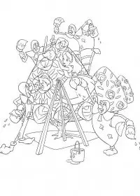 Fisă de colorat cu Alice in tara minunilor de colorat p16