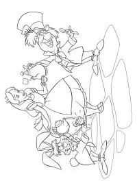 Fisă de colorat cu Alice in tara minunilor de colorat p22