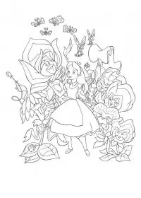 Fisă de colorat cu Alice in tara minunilor de colorat p32