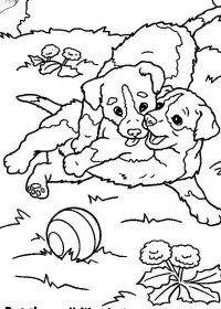 Fisă de colorat cu Animale catelusi de colorat p01