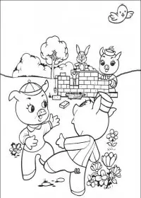 Cei Trei Purcelusi de colorat