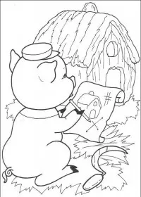 Fisă de colorat cu Cei trei purcelusi de colorat p07
