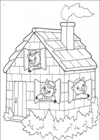 Fisă de colorat cu Cei trei purcelusi de colorat p11