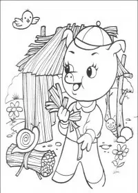 Fisă de colorat cu Cei trei purcelusi de colorat p16