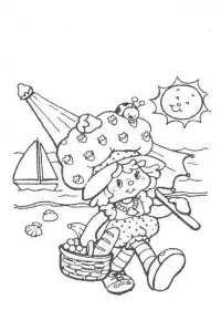 Fisă de colorat cu Charlotta cu capsuni de colorat p02