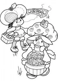 Fisă de colorat cu Charlotta cu capsuni de colorat p04