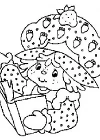 Fisă de colorat cu Charlotta cu capsuni de colorat p16