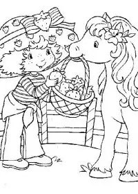 Fisă de colorat cu Charlotta cu capsuni de colorat p17