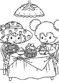 Fisă de colorat cu Charlotta cu capsuni de colorat p18