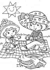 Fisă de colorat cu Charlotta cu capsuni de colorat p20