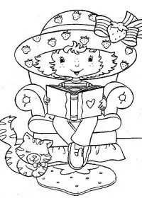 Fisă de colorat cu Charlotta cu capsuni de colorat p24