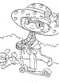 Fisă de colorat cu Charlotta cu capsuni de colorat p28