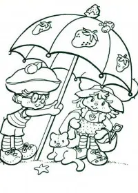 Fisă de colorat cu Charlotta cu capsuni de colorat p34