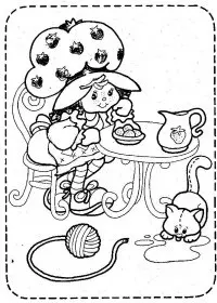 Fisă de colorat cu Charlotta cu capsuni de colorat p38