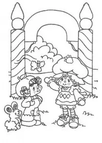 Fisă de colorat cu Charlotta cu capsuni de colorat p43