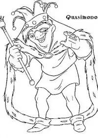Fisă de colorat cu Cocosatul de la notre dame de colorat p04