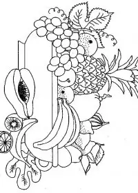 Fisă de colorat cu Cos cu fructe de colorat p06