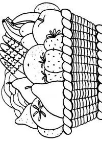 Fisă de colorat cu Cos cu fructe de colorat p13