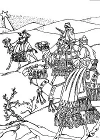 Fisă de colorat cu Craciun cei trei magi de colorat p37