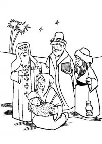 Fisă de colorat cu Craciun cei trei magi de colorat p38