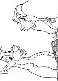 Fisă de colorat cu Doamna si vagabondul de colorat p11