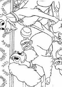 Fisă de colorat cu Doamna si vagabondul de colorat p12