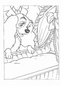 Fisă de colorat cu Doamna si vagabondul de colorat p15