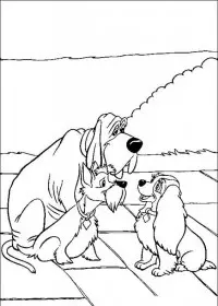 Fisă de colorat cu Doamna si vagabondul de colorat p23