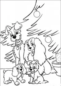 Fisă de colorat cu Doamna si vagabondul de colorat p24