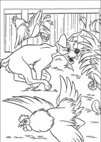 Fisă de colorat cu Doamna si vagabondul de colorat p33