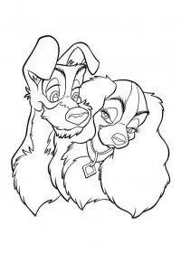 Fisă de colorat cu Doamna si vagabondul de colorat p61