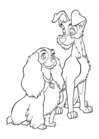 Fisă de colorat cu Doamna si vagabondul de colorat p62