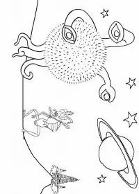 Fisă de colorat cu Extraterestrii de colorat p07