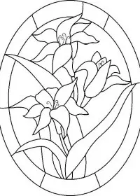 Fisă de colorat cu Flori crini de colorat p04