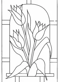 Fisă de colorat cu Flori lalele de colorat p08