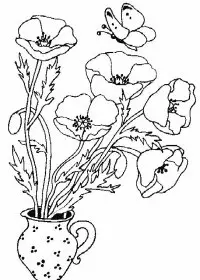 Fisă de colorat cu Flori maci de colorat p04