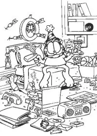 Fisă de colorat cu Garfield de colorat p06