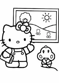 Fisă de colorat cu Hello kitty de colorat p05